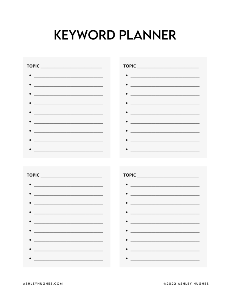 Keywords for SEO Planner